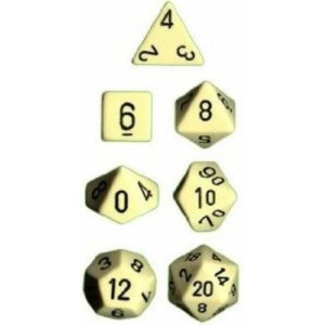 Opaque Ivory / Black Polyhedral 7-Dice Set