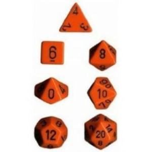 Opaque Orange / Black Polyhedral 7-Dice Set
