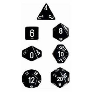 Opaque Black / White Polyhedral 7-Dice Set
