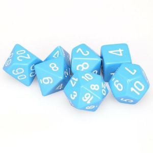 Opaque Light Blue / White Polyhedral 7-Dice Set