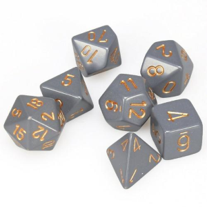 Opaque Dark Grey w / copper Polyhedral 7-Dice Set