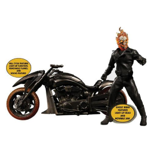 MARVEL - Ghost Rider & Hell Cycle 1/12 Action Figure & Vehicle with Sound & Light Up