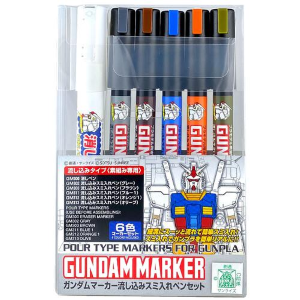 MODEL KIT ACCESSORI - Gundam Marker Extra Thin Type for Panel Lines Set Renewal (6pcs)