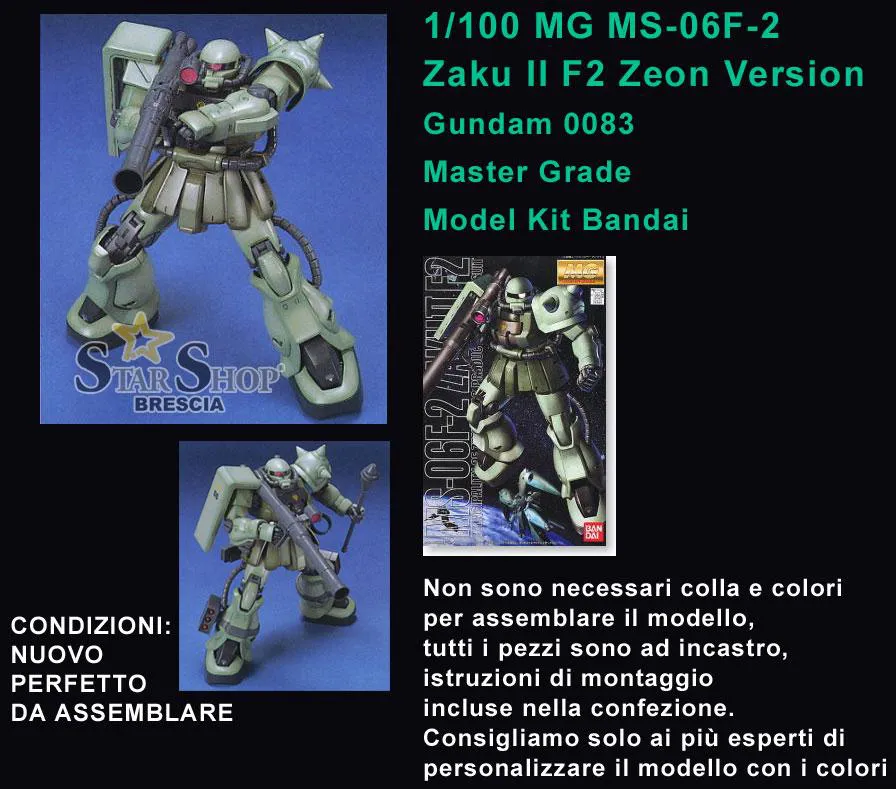 GUNDAM - 1/100 MS-06F-2 Zaku II F2 Zeon Version Master Grade Model Kit MG