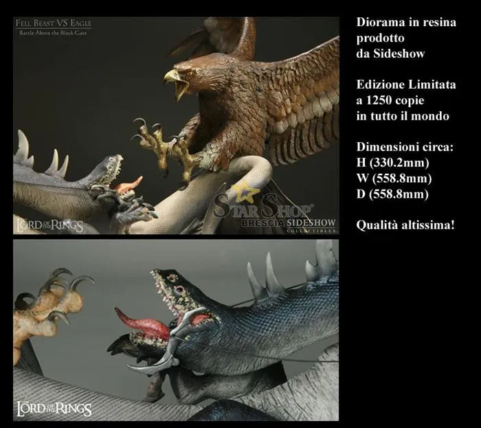 LORD OF THE RINGS - Fell Beast Vs Eagle Polystone Diorama Statue - Displayed