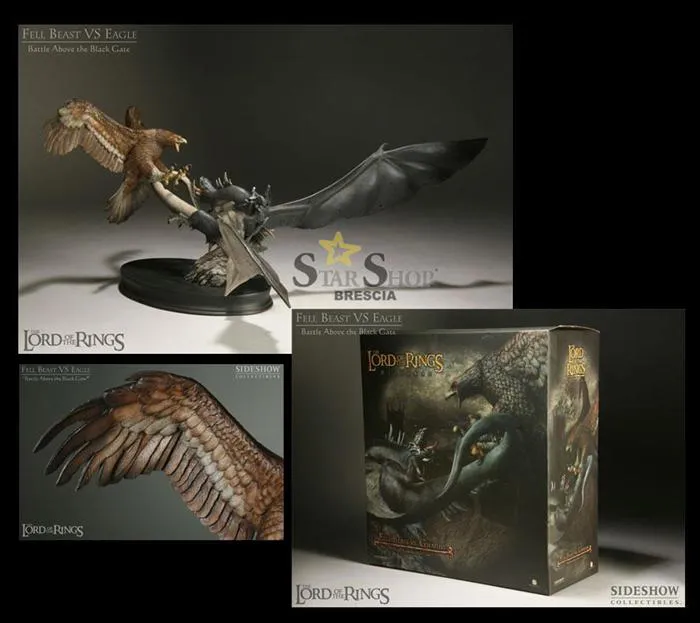 LORD OF THE RINGS - Fell Beast Vs Eagle Polystone Diorama Statue - Displayed