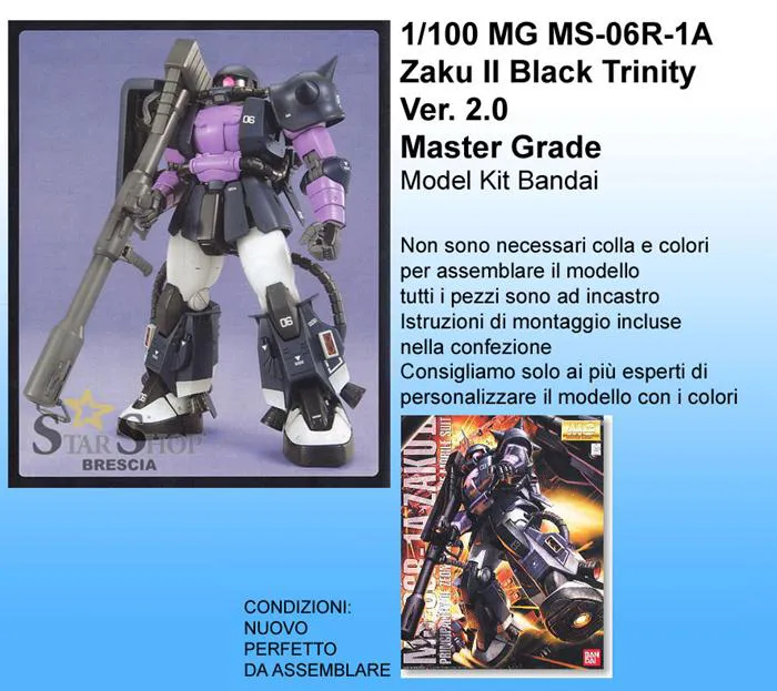 GUNDAM - 1/100 MS-06R Zaku II Black Trinity Version Master Grade Model Kit MG