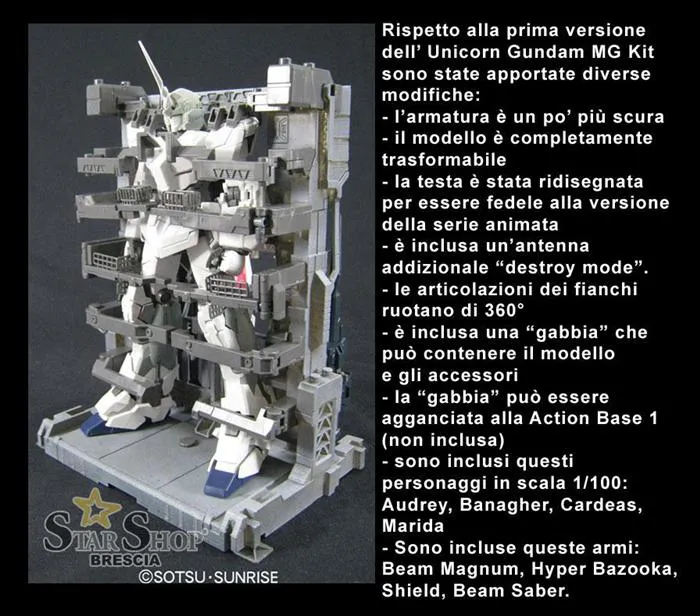 GUNDAM - 1/100 Unicorn Movie Ver. HD Color + MS Cage Master Grade Model Kit MG