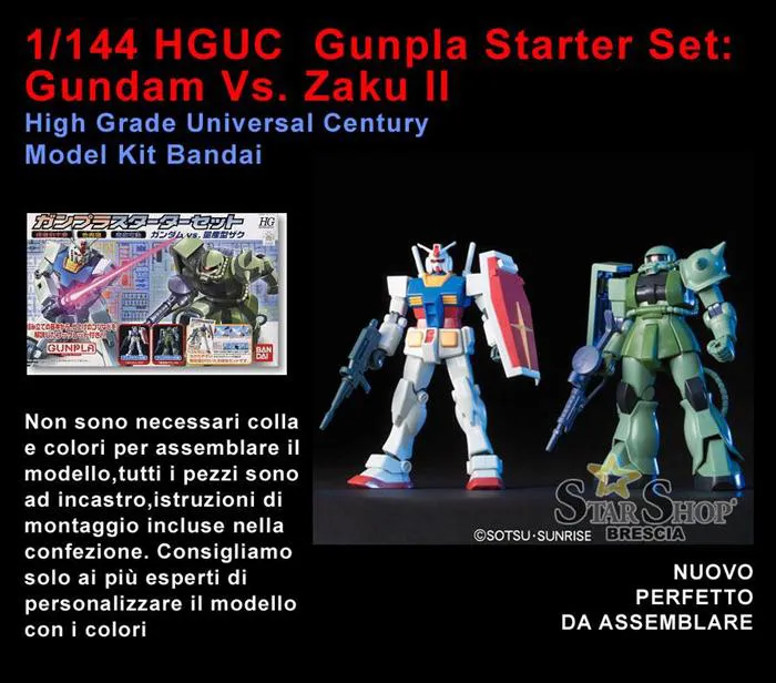 GUNDAM - 1/144 Gunpla Starter Set RX-78-2 Vs. Zaku II Model Kit HGUC