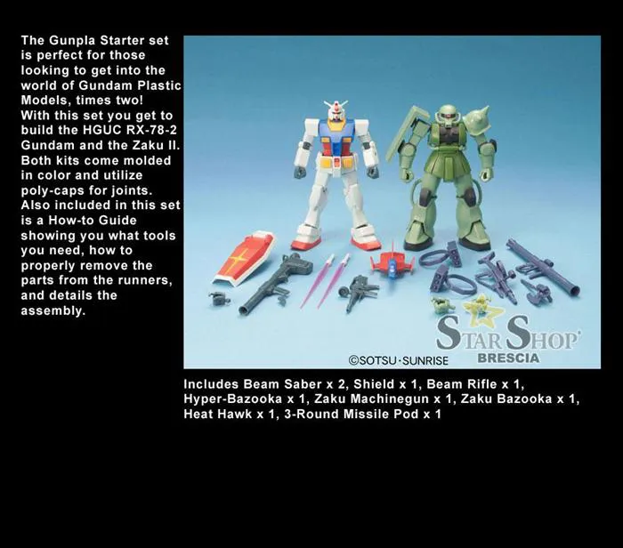 GUNDAM - 1/144 Gunpla Starter Set RX-78-2 Vs. Zaku II Model Kit HGUC
