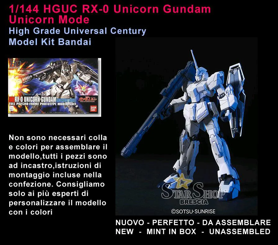 GUNDAM - 1/144 RX-0 Unicorn Unicorn Mode Model Kit HGUC # 101