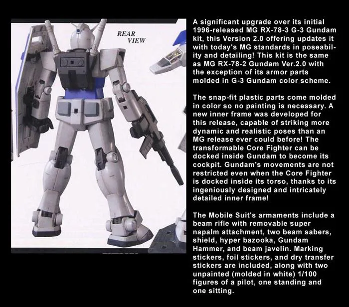 GUNDAM - 1/100 RX-78-3 G-3 Ver.2.0 Master Grade Model Kit MG