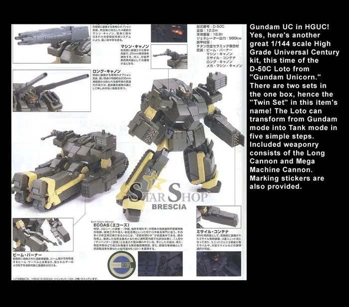 GUNDAM - 1/144 D-50C Loto Twin Set Model Kit HGUC # 106