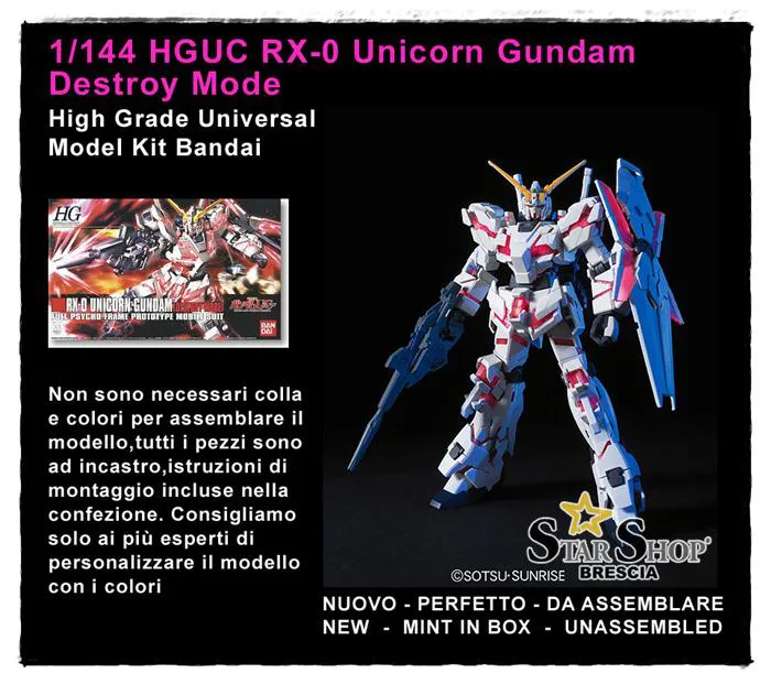 GUNDAM - 1/144 RX-0 Unicorn Gundam Destroy Mode Titanium Finish Model Kit HGUC