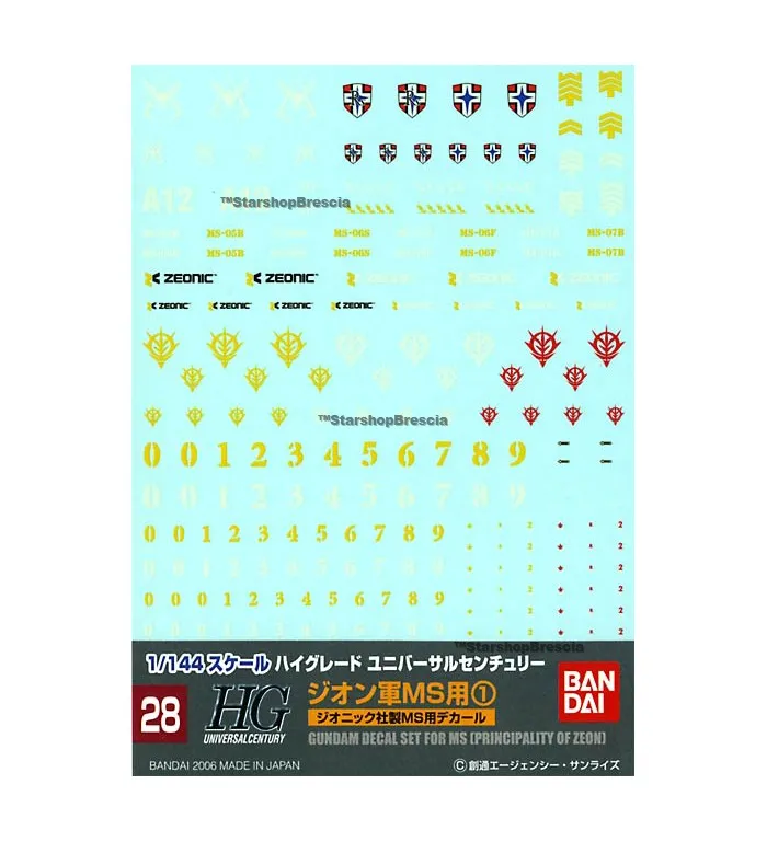 GUNDAM - 1/144 GD-28 HGUC Zeon MS #1 Decals