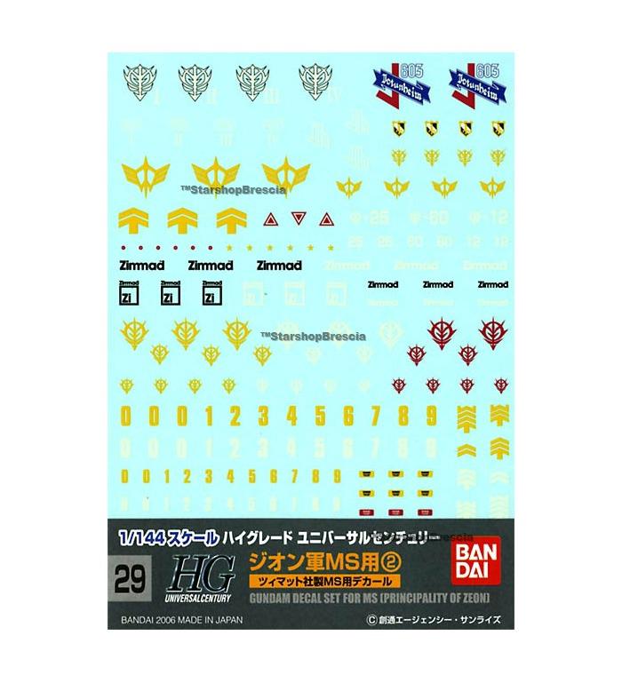 GUNDAM - 1/144 GD-29 HGUC Zeon MS #2 Decals