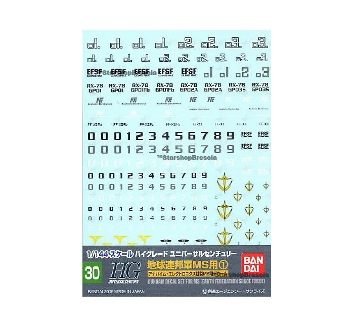 GUNDAM - 1/144 GD-30 HGUC EFSF MS #1 Decals