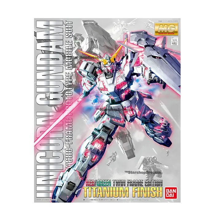GUNDAM - 1/100 RX-0 Unicorn Red / Green Twin Frame Edition Titanium Finish Master Grade Model Kit MG