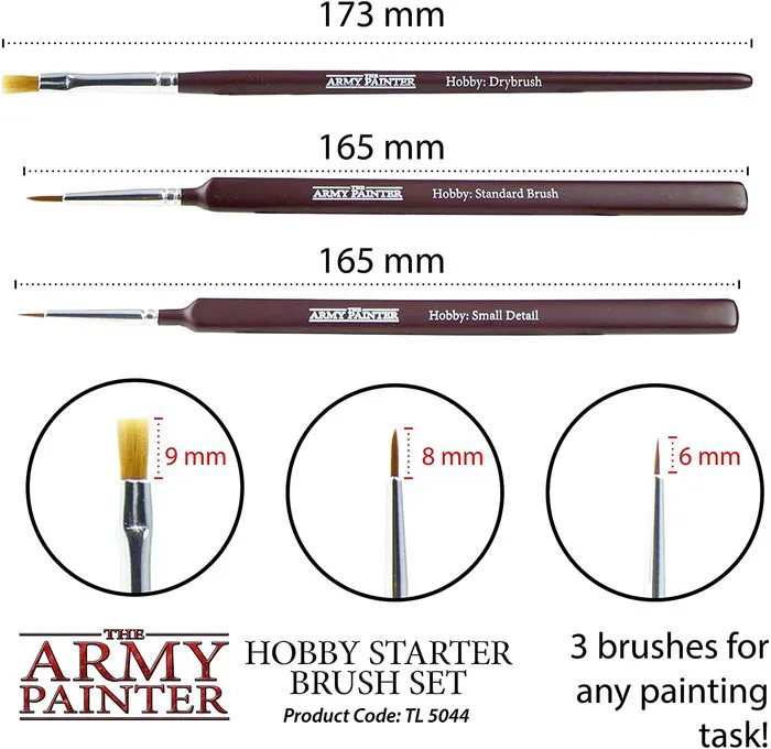 The Army Painter - Hobby Brush Starter Set - Miniature Paint Brushes Set of 3