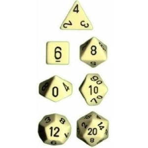 Opaque Ivory / Black Polyhedral 7-Dice Set
