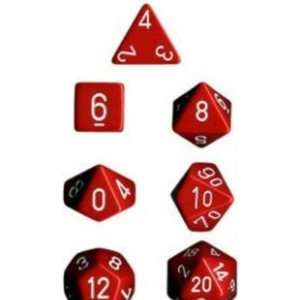 Opaque Red / White Polyhedral 7-Dice Set