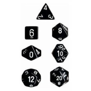 Opaque Black / White Polyhedral 7-Dice Set