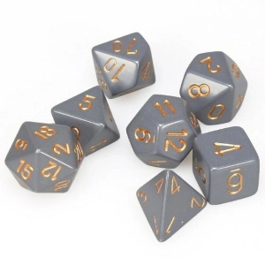 Opaque Dark Grey w / copper Polyhedral 7-Dice Set
