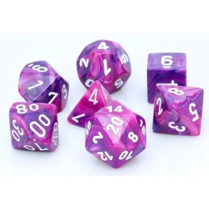 Festive Violet / White Polyhedral 7-Dice Set