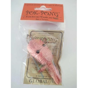POK-PONG - Big Head Pink Phone Strap Mini Doll