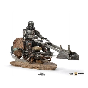 STAR WARS - The Mandalorian - Mandalorian on Speederbike 1/10 Deluxe Art Scale Statue