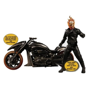 MARVEL - Ghost Rider & Hell Cycle 1/12 Action Figure & Vehicle with Sound & Light Up