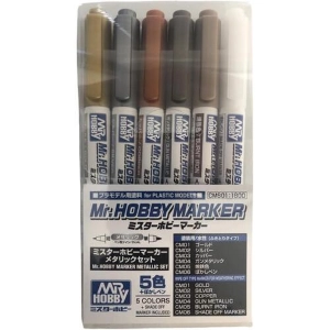 MODEL KIT ACCESSORI - Gundam Mr.Hobby Marker Metallic Set (6pcs)