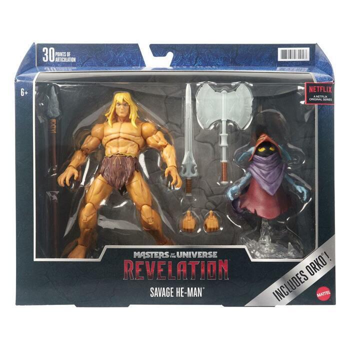 MASTERS OF THE UNIVERSE - Revelation Masterverse - Deluxe Savage He-Man & Orko Action Figure 2-Pack