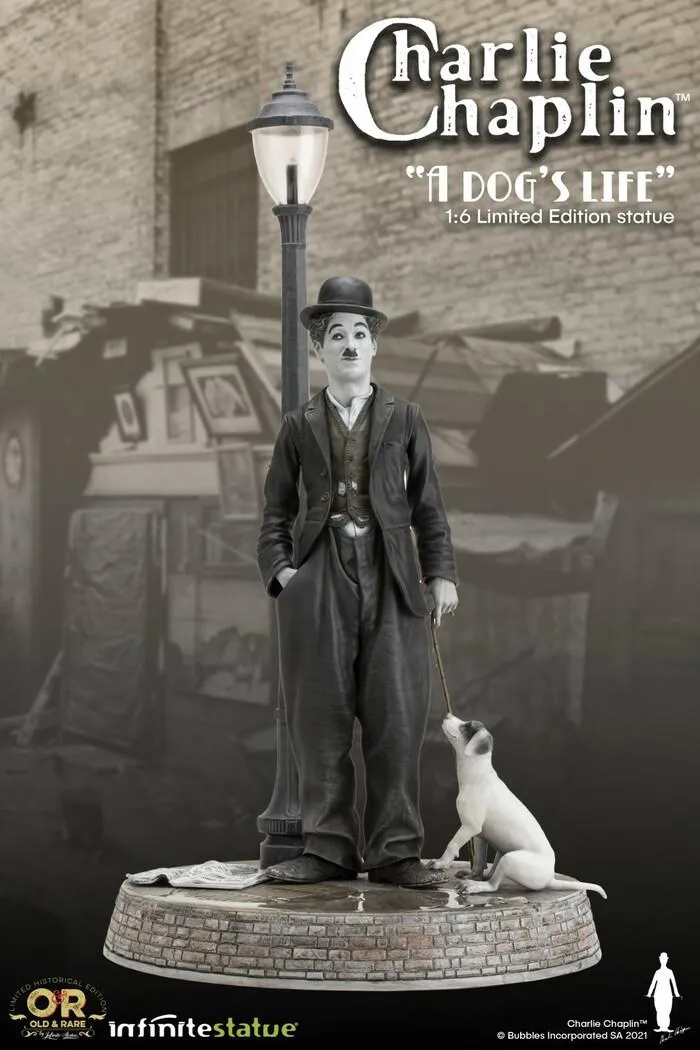OLD & RARE - Charlie Chaplin A Dog's Life Polystone Statue with Lights