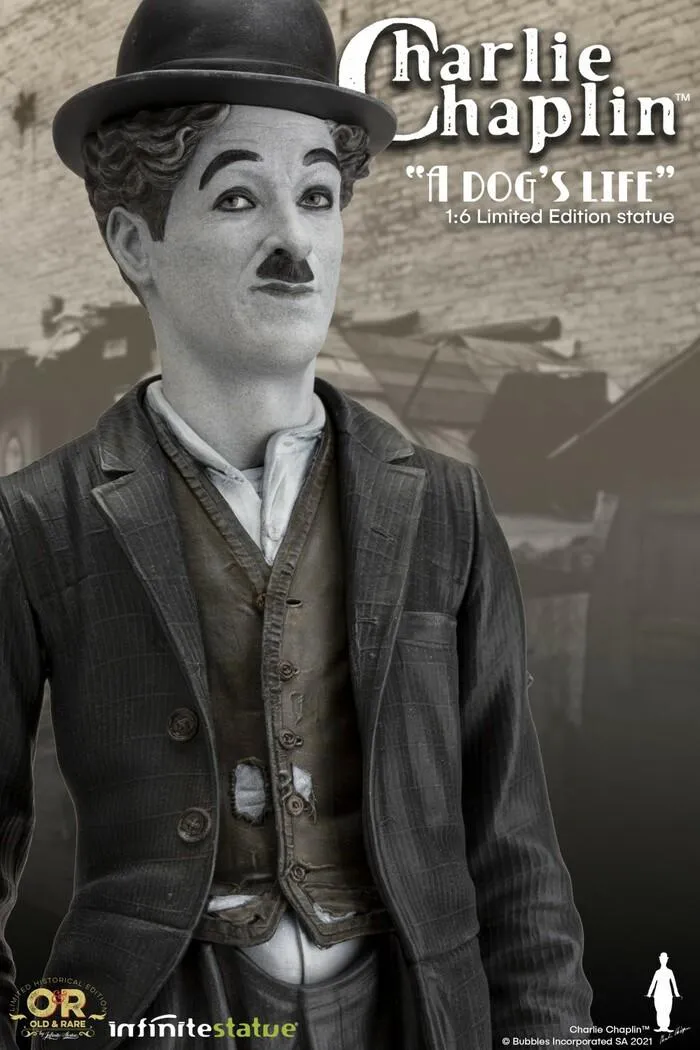 OLD & RARE - Charlie Chaplin A Dog's Life Polystone Statue with Lights