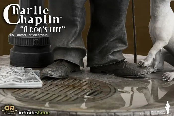 OLD & RARE - Charlie Chaplin A Dog's Life Polystone Statue with Lights