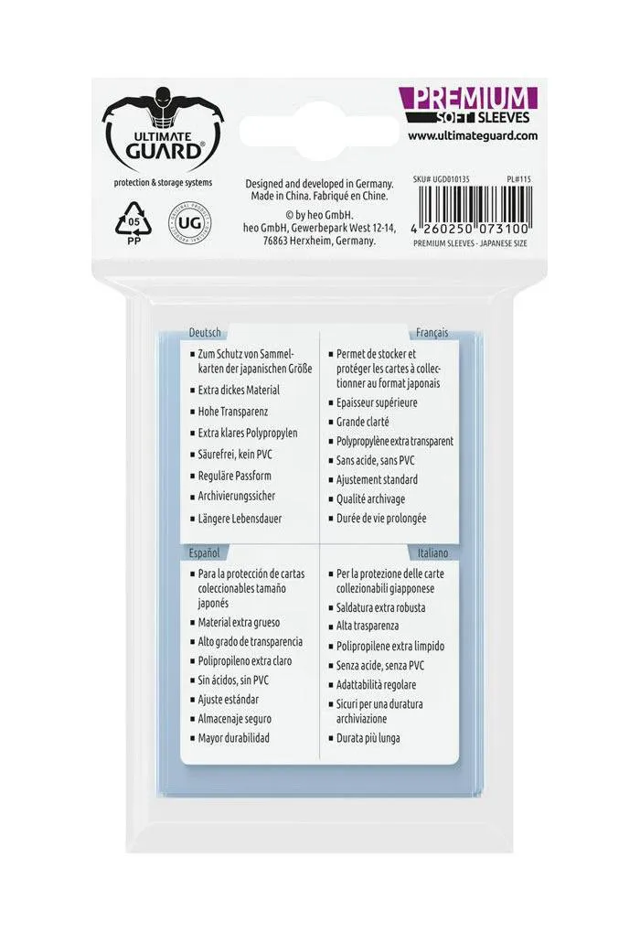 Ultimate Guard Premium Soft Sleeves Japanese Size Transparent (100)