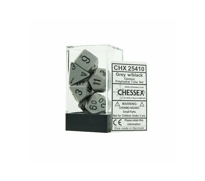 Opaque Dark Grey / Black Polyhedral 7-Dice Set