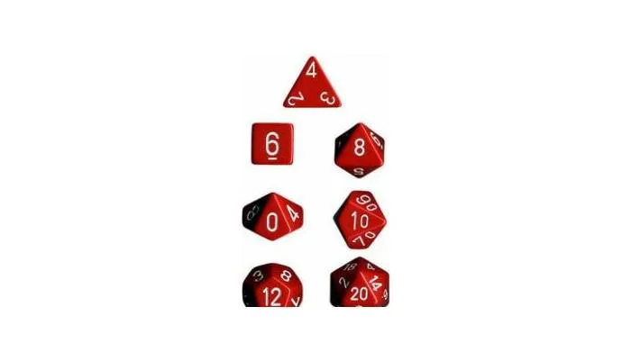 Opaque Red / White Polyhedral 7-Dice Set