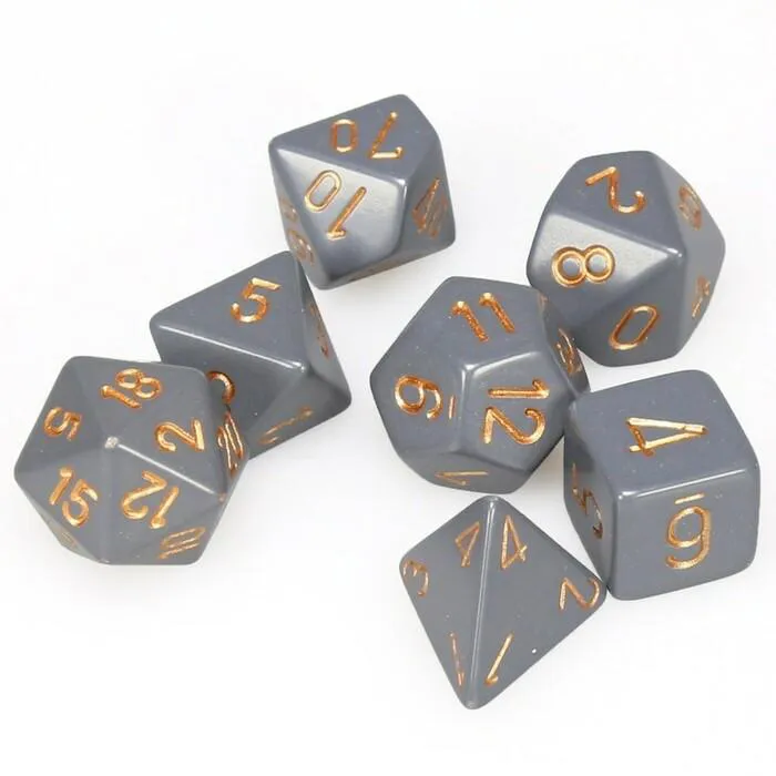 Opaque Dark Grey w / copper Polyhedral 7-Dice Set