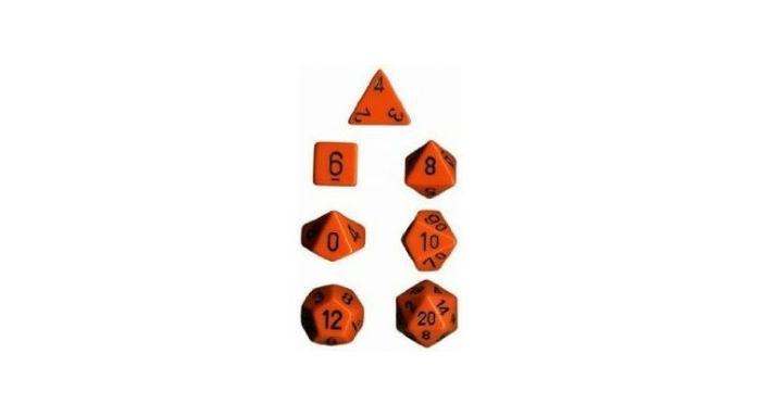 Opaque Orange / Black Polyhedral 7-Dice Set