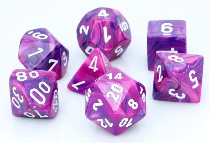 Festive Violet / White Polyhedral 7-Dice Set