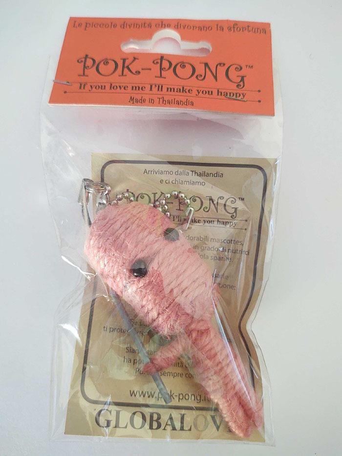 POK-PONG - Big Head Pink Phone Strap Mini Doll