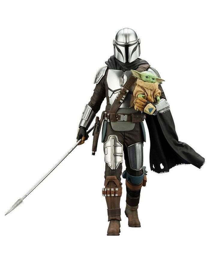 STAR WARS - The Mandalorian - Mandalorian & Grogu with Beskar Staff ArtFX+ 1/10 Pvc Figure