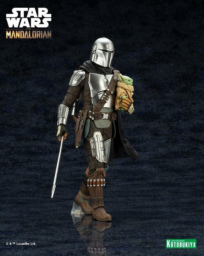 STAR WARS - The Mandalorian - Mandalorian & Grogu with Beskar Staff ArtFX+ 1/10 Pvc Figure