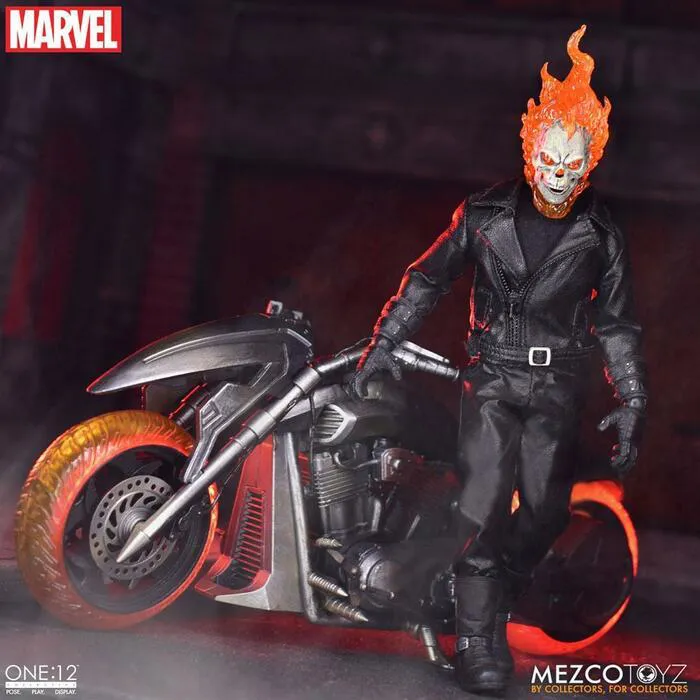 MARVEL - Ghost Rider & Hell Cycle 1/12 Action Figure & Vehicle with Sound & Light Up