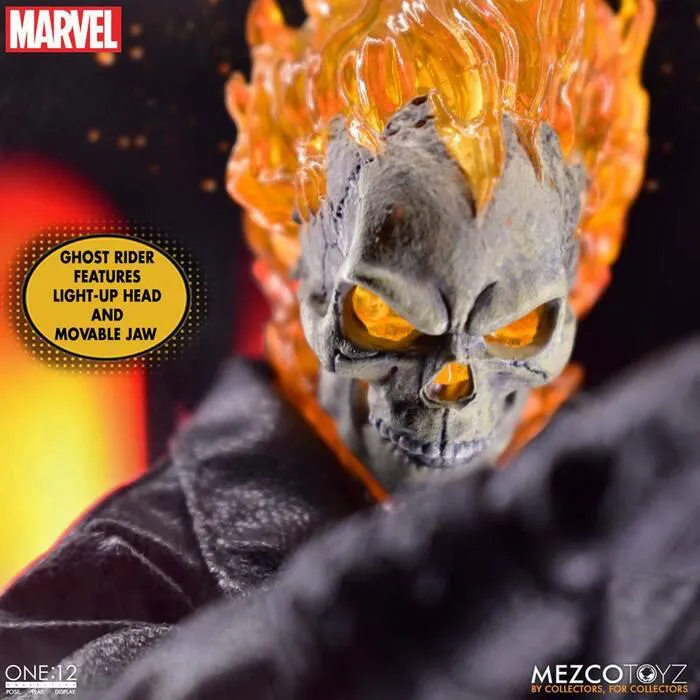 MARVEL - Ghost Rider & Hell Cycle 1/12 Action Figure & Vehicle with Sound & Light Up
