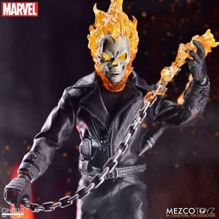 MARVEL - Ghost Rider & Hell Cycle 1/12 Action Figure & Vehicle with Sound & Light Up