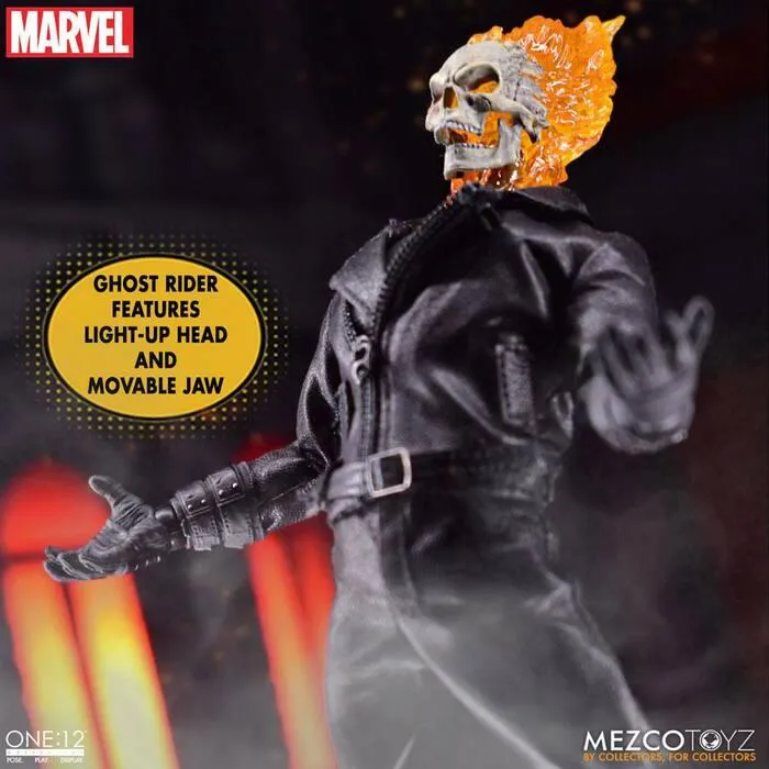 MARVEL - Ghost Rider & Hell Cycle 1/12 Action Figure & Vehicle with Sound & Light Up