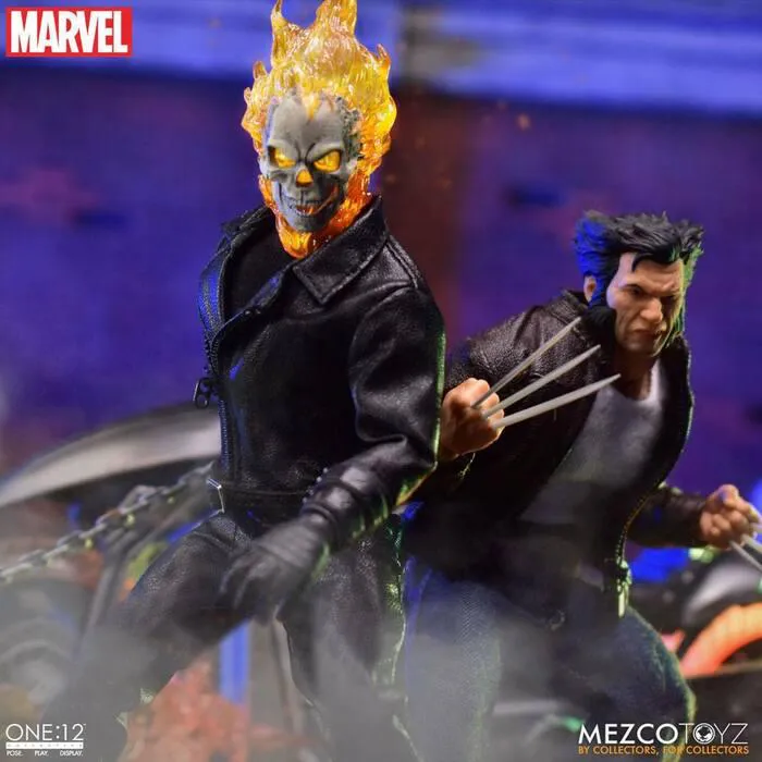 MARVEL - Ghost Rider & Hell Cycle 1/12 Action Figure & Vehicle with Sound & Light Up